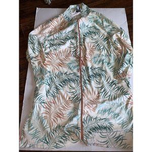 Cozelle Robe Floral Paisley Lg/XL White Teal Coral Swim Coverup